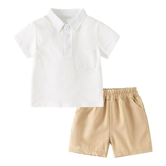 NIEWTR Toddler Baby Kids Boys Stripe Tops Shorts Pants Pajamas Sleepwear Set Pajamas & Dailywear Set Children's Day Gift Pajamas & Dailywear Set (Beige,12-18 Months)