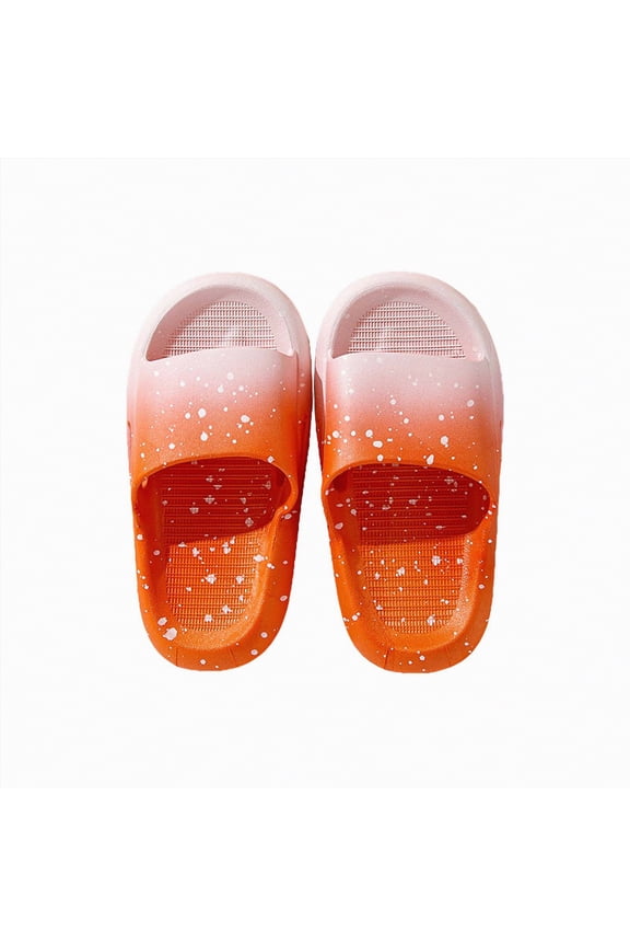 Toddler Beach Pool Slides Cartoon Print Slippers Non-Slip Soft Sole Sandals for Kids Summer Beach Fun Outdoor Shoes(A1-Orange,2.5-3.5Years)