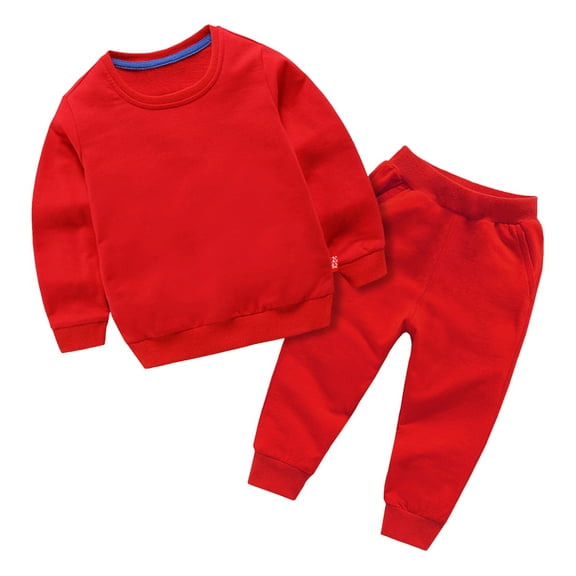 NIEWTR Toddler Boy Clothes Baby Crewneck Sweatshirt Long Sleeve Sweat Pants Sets Spring Sweatsuit Outfit(Z099-Red,10-11 Years)