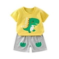 thumbnail image 1 of NIEWTR Toddler Boy Clothes Baby Summer Outfit Short Sleeve T-Shirt Tops Cartoon Print Casual Shorts 2Pcs Clothing Set Pajamas & Dailywear Set Children's Day Gift 2PCS Set (Green,3-6 Months), 1 of 3