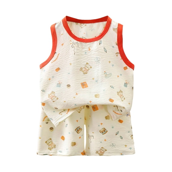 NIEWTR Toddler Boy Clothes Baby Summer Outfit Short Sleeve T-Shirt Tops Casual Elastic Shorts 2Pcs Set Cartoon Print 2PCS Short Sets Set Children's Day Gift 2PCS Set ,6-12 Months