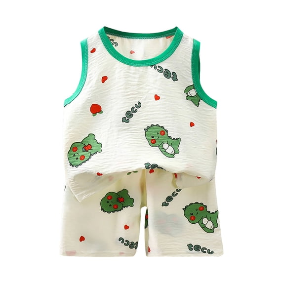 NIEWTR Toddler Boy Clothes Baby Summer Outfit Short Sleeve T-Shirt Tops Casual Elastic Shorts 2Pcs Set Cartoon Print 2PCS Short Sets Set Children's Day Gift 2PCS Set ,12-18 Months
