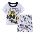 thumbnail image 1 of NIEWTR Toddler Boy Clothes Kids Summer Short Sleeve T-Shirt and Elastic Shorts Cartoon Print Outfit 2 Piece Sweatsuit Set Short Sets 2PCS Set Set (2-3 Years,Light Gray), 1 of 5