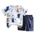 thumbnail image 1 of NIEWTR Toddler Boy Girl Cotton Short Sleeve T-Shirt and Short Set Girls Summer Cartoon Prints Tops Elastic Shorts 2PCS Set for Gift For 18-24 Months Summer Toddler Pajamas Set ,12-18 Months, 1 of 7
