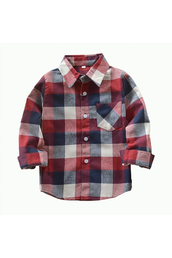 Toddler Boy Girl Fall Flannel Shirt Kid Baby Long Sleeve Button Up Shirts Long Sleeve Button Shirt for 12-18 Months