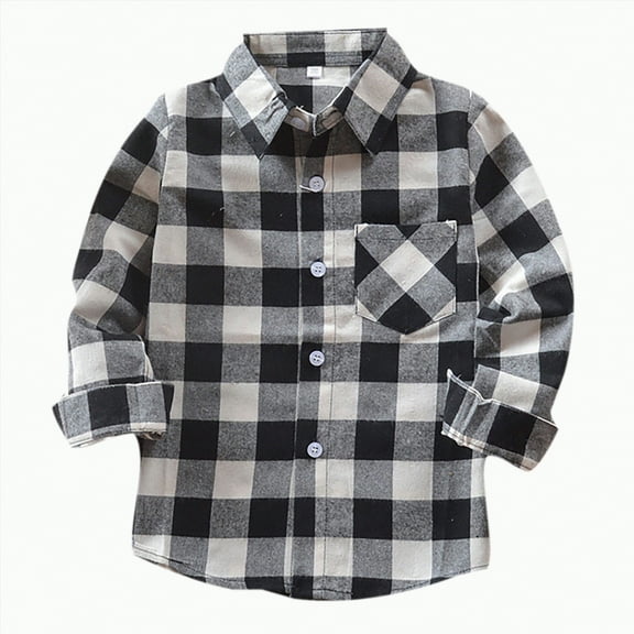 NIEWTR Toddler Boy Girl Fall Flannel Shirt Kid Baby Long Sleeve Button Up Shirts Long Sleeve Button Shirt for 7-8 Years