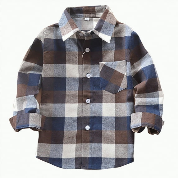 NIEWTR Toddler Boy Girl Fall Flannel Shirt Kid Baby Long Sleeve Button Up Shirts Long Sleeve Button Shirt for 8-9 Years