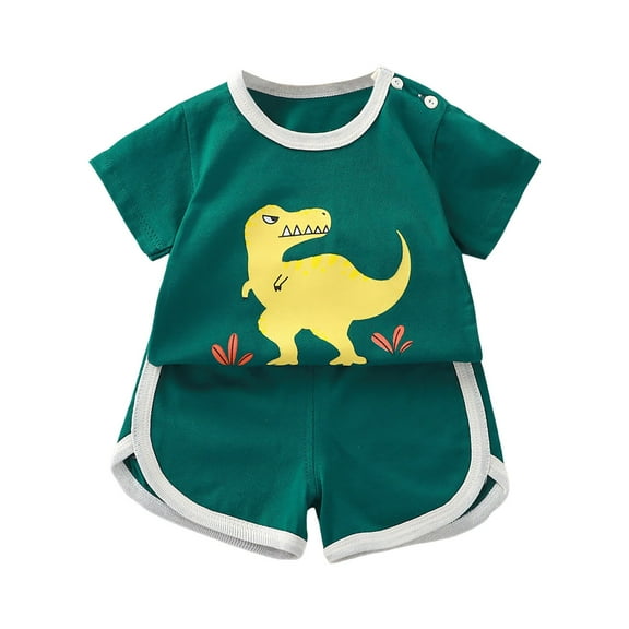 NIEWTR Toddler Boy Girl Short Sleeve T-Shirt and Elastic Waistband Elastic Shorts Outfit Set 2Pcs Cotton Outfits Summer Pjs For 18-24 Months 2t 3t 4t 5t 6t Summer Pajamas Set ,7-8 Years