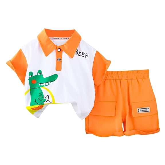 NIEWTR Toddler Boy Girl Short Sleeve T-Shirt and Short Set Cartoon Prints Tops Elastic Shorts for Children Clothes Summer Pjs 2t 3t 4t 5t 6t Children's Day Gift 2PCS Set ,6-12 Months