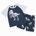 thumbnail image 1 of NIEWTR Toddler Boy Short Sets Boys Summer Dinosaur Outfits Cotton Short Sleeve Tops and Elastic Waist Shorts Matching Set（Blue,6-7 Years), 1 of 9