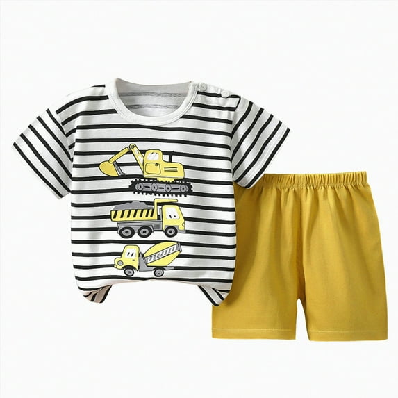 NIEWTR Toddler Boy Summer Outfits Cute Printed Sleeveless Tank Top and Shorts Set Summer T-Shirt Tops & Shorts Sets 2Pcs For 1t 2t 3t 4t 5t 6t Pajamas & Dailywear (Gray,18-24 Months)