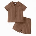 thumbnail image 1 of NIEWTR Toddler Boy’s Button Down Shirt and Shorts Set 2 Piece Casual Outfit Soft Breathable Cotton Summer Clothes for Daily Activity(A1-Brown,4-5 Years), 1 of 5