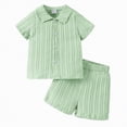 thumbnail image 1 of NIEWTR Toddler Boy’s Button Down Shirt and Shorts Set 2 Piece Casual Outfit Soft Breathable Cotton Summer Clothes for Daily Activity(A1-Light Green,2-3 Years), 1 of 5