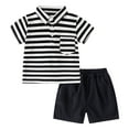 thumbnail image 1 of NIEWTR Toddler Boy's Girls Stripe Short Sleeve T-Shirt and Short Set Girls Summer Cartoon Prints Tops Shorts 2PCS Outfits Clothes Set for Children Clothes Children's Gift (Black,18-24 Months), 1 of 9