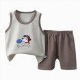 thumbnail image 1 of NIEWTR Toddler Boys 2-piece Tank Top and Shorts Set Summer Clothes Cotton Shirts and Shorts Kids Outfits Kids Sleepwear Loungewear Boys Pajamas(Light Gray,3-4 Years), 1 of 9