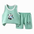 thumbnail image 1 of NIEWTR Toddler Boys 2-piece Tank Top and Shorts Set Summer Clothes Cotton Shirts and Shorts Kids Outfits Kids Sleepwear Loungewear Boys Pajamas(Light Green,9-18 Months), 1 of 9