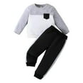 thumbnail image 1 of NIEWTR Toddler Boys Clothes Set Crewneck Sweatshirt Long Sleeve Sweater Contrast Color Pocket Pants Fall Outfits(Z04-Grey,2-3 Years ), 1 of 4