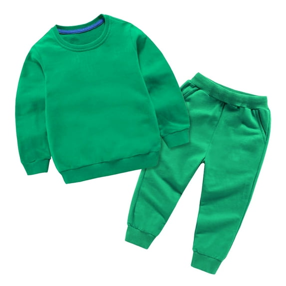 NIEWTR Toddler Boys Fall Solid Outfits 6M 12M 18M 2T 3T 4T Kids Boys Long Sleeve Sweatshirt Tops and Sweatpants Pants Children Boys Autumn Casual 2PCS Set(Z099-Green,10-11 Years)
