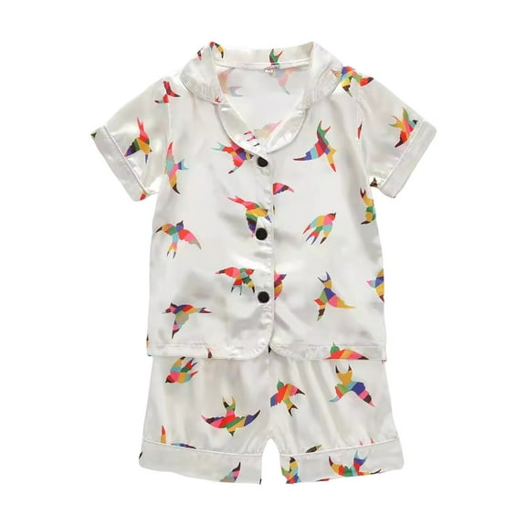 NIEWTR Toddler Boys Girls Clothes Set Short Sleeve T-shirt Top Pocket Elastic Shorts 2Pcs Outfits Cartoon Print 2PCS Set For 18-24 Months 2t 3t 4t 5t 6t Children's Day Gift 2PCS Set ,18-24 Months