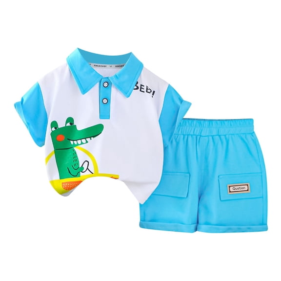 NIEWTR Toddler Boys Girls Clothes Set Short Sleeve T-shirt Top Pocket Elastic Shorts 2Pcs Outfits Set Children's Gift For 18-24 Months 2t 3t 4t 5t 6t Summer Pjs kids,3-4 Years