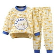thumbnail image 1 of NIEWTR Toddler Boys Girls Fall Clothes Toddler Outfit Boys Girls Sweatshirt Shirt Pants Winter Outfit Pajamas & Dailywear Set(A-97-Yellow,18-24 Months), 1 of 4
