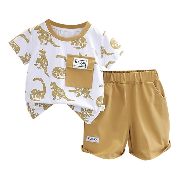 NIEWTR Toddler Boys Girls Outfits Set Short Sleeve Dinosaur Print Tops+ Shorts For 18-24 Months 2t 3t 4t 5t 6t Boys 2PCS Outfits Pajamas & Dailywear Children's Gift Summer Pjs Kids for 0-6 YEARS