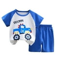 thumbnail image 1 of NIEWTR Toddler Boys Girls Short Sets Cotton Summer Outfits Short Sleeve T-Shirt Tops and Elastic Shorts SetsSet Pajamas & Dailywear Set 4-5 Years,Blue, 1 of 4