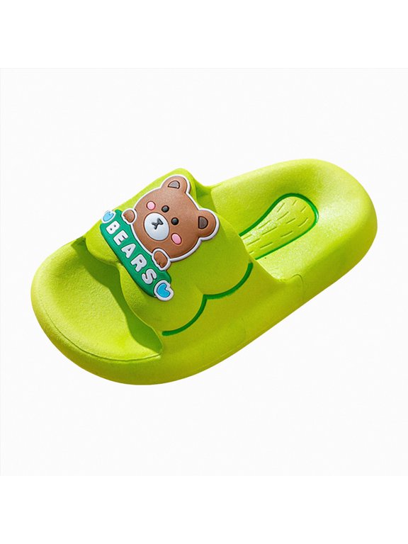 Toddler Boys Girls Slippers Open Toe Pillow Sandals Summer Quick Dry Bathroom Slides Beach Shower Kids Shoes(Green,9)
