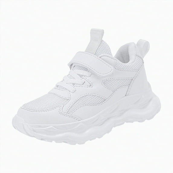 NIEWTR Toddler Boys Girls Sneakers Lace-up Tennis Running Casual Lightweight Classic Walking Shoes for Little/Big Kid Casual Shoes Walking/Running Shoes (White,4)