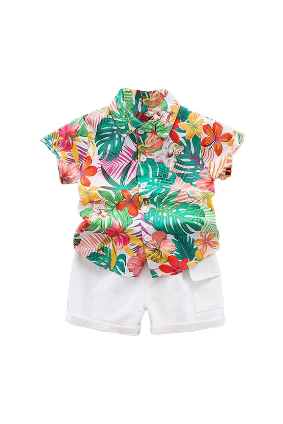 Toddler Boys Girls Summer Printed T-Shirt Plaid Elastic Shorts 2Pcs Little Kids Outfits Set Cartoon Print 2PCS Set For 18-24 Months 2t 3t 4t 5t 6t Pajamas & Dailywear Set ,4-5 Years