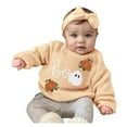 thumbnail image 1 of NIEWTR Toddler Boys Little Girls Clothes Long Sleeve Letter Print Pumpkin Print Sweatshirt and Stretch Jogger Pants Fall Winter Outfit (2-3 Months,Z091-Beige), 1 of 6