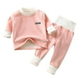 thumbnail image 1 of NIEWTR Toddler Boys Little Girls Fall Outfits Children Long Sleeve Contrast Color Sweatshirt and Elastic Waistband Pants Casual Pajamas & Dailywear Set Homewear Outfit（Pink，3-6 Months）, 1 of 3