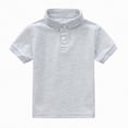 thumbnail image 1 of NIEWTR Toddler Boys Minimalist Polo Shirts Soft Pique Fabric Short Sleeve Collared Tops Daily Outfits(Grey,3-4 Years), 1 of 4