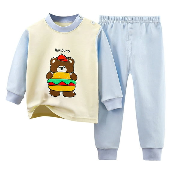 NIEWTR Toddler Boys Pajamas & Dailywear Set Fall Outfits Contrast Color Sweatshirts and Pants Fall Winter Set 2PC Long Sleeve Pajamas Set For 1t 2t 3t 4t 5t ,12-18 Months