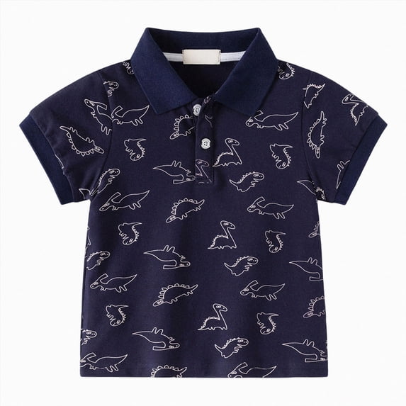 NIEWTR Toddler Boys Polo Shirt Orange Polo Shirt for Boys Summer Shirt Short Sleeve Tops Shirts for Boys Daily Wear(A-Navy,5-6 Years)