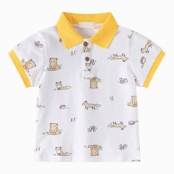 NIEWTR Toddler Boys Polo Shirt Orange Polo Shirt for Boys Summer Shirt Short Sleeve Tops Shirts for Boys Daily Wear(A-White,5-6 Years)