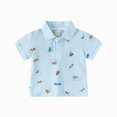 thumbnail image 1 of NIEWTR Toddler Boys Polo Shirts School Short Sleeve Casual Solid Color Gentleman Tops Holiday Lapel Button Pullover Shirt Vintage Casual Fit Tee(A-Blue,4-5 Years), 1 of 7