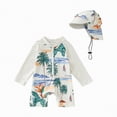 thumbnail image 1 of NIEWTR Toddler Boys Rash Guard Swimsuit Funny Print Zipper Long Sleeve Bathing Suit Infant Bathing Suit Swimwear Beachwear(Beige,2-3 Years), 1 of 7