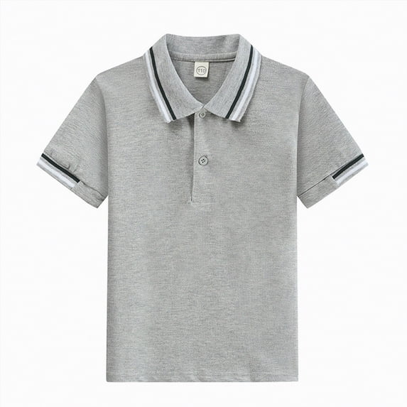 NIEWTR Toddler Boys Short Sleeve Polo Shirt Soft for Playdates School and Everyday(A01-Grey,10-11 Years)