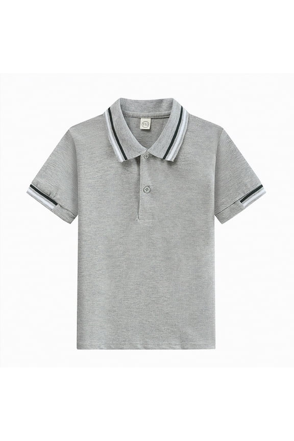 Toddler Boys Short Sleeve Polo Shirt Soft for Playdates School and Everyday（A01-Grey,3-4 Years)
