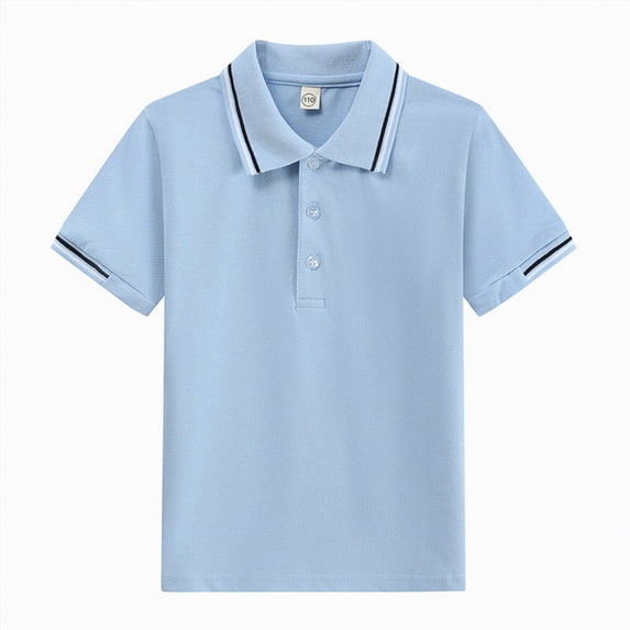 NIEWTR Toddler Boys Short Sleeve Polo Shirt Soft for Playdates School and Everyday(A01-Light Blue,5-6 Years)