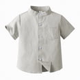 thumbnail image 1 of NIEWTR Toddler Boys Solid Short Sleeve Button Down Shirt with Pocket Casual Comfortable Daily Tops(Khaki,10-11 Years), 1 of 4