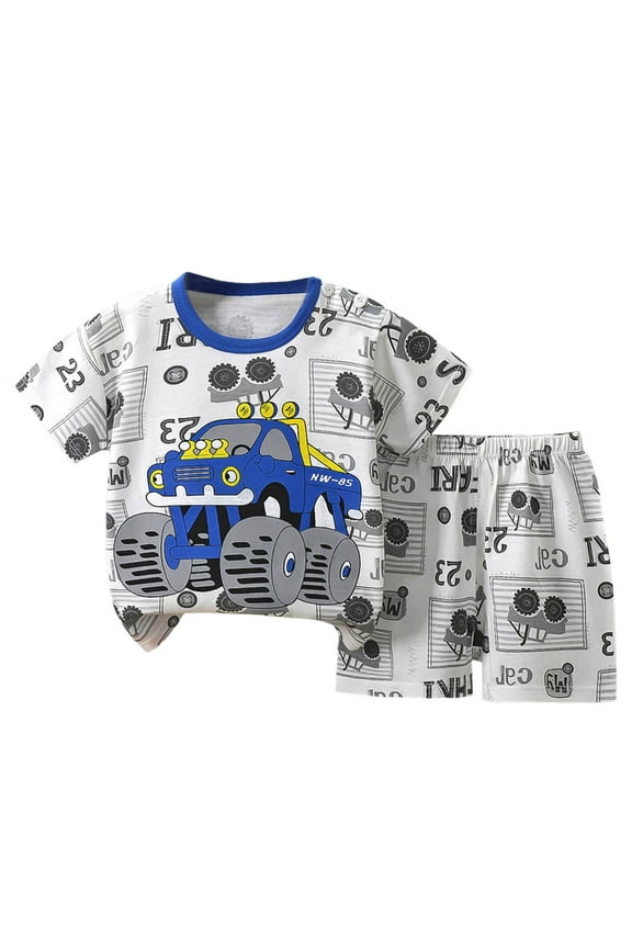 Toddler Boys Summer Outfits Printed Shirt Tops Short Sleeve Shorts With Elastic Waist 2Pcs Outfits Sets Comfy Lovely Clothing 3 6 12 18 Months 2T Clothes Summer Pjs kids,5-6 Years