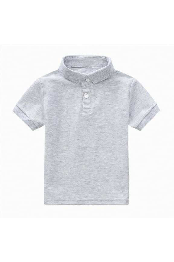Toddler Boys Summer Polo Shirt Short Sleeve Lightweight Top for Playdates and Casual Outings(A01-Grey,4-5 Years)