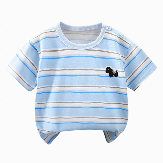 NIEWTR Toddler Boys Summer Shirts Short Sleeve Kids Casual Loose Fit T-Shirts Soft Breathable Tees for Daily Home Travel Wear 0-24M 2T 3T 4T 5T(A-Blue,3-4 Years)