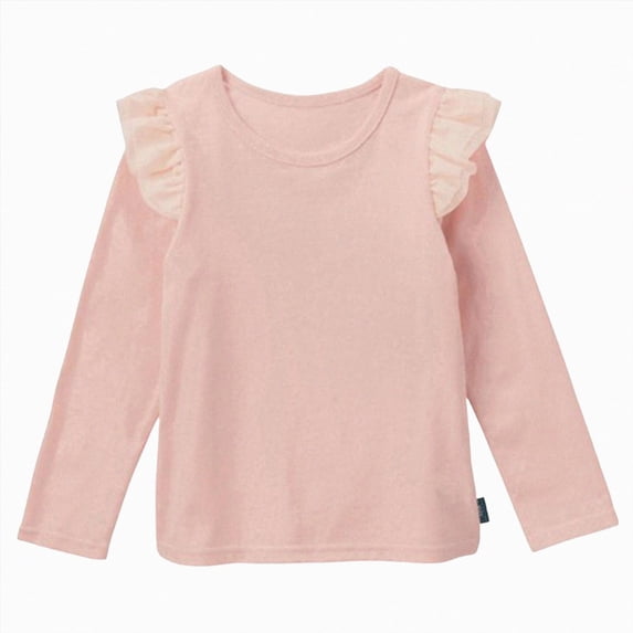 NIEWTR Toddler Child Fall Winter Tops Clothes Toddler Boys Long Sleeve Shirts Girls Cotton Crewneck T-Shirts Kids Basic Soft Tee Tops(A-Pink,3-4 Years)
