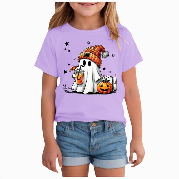 NIEWTR Toddler Clothes Baby Shirts Boys Girls Halloween Shirts Toddler Short Sleeve Pumpkin Tee Tops T-Shirts(13-14 Years)