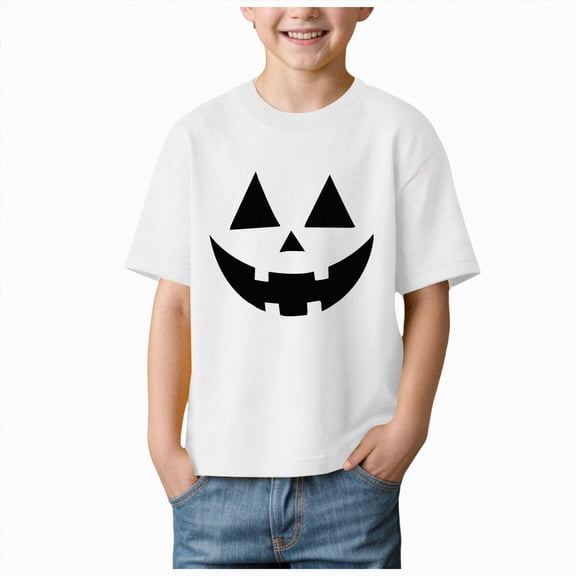 NIEWTR Toddler Clothes Baby Shirts Children Girls Boys Tops Halloween Themed Cartoon Printed Short Sleeved Crew Neck T Shirt(9-10 Years)