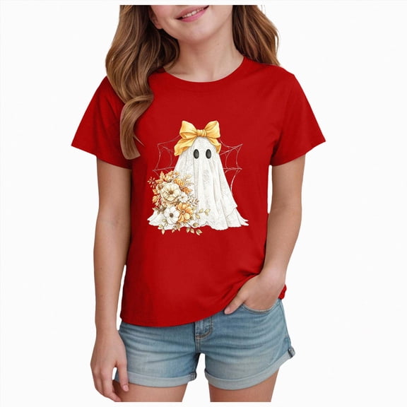 NIEWTR Toddler Clothes Girls Halloween T Shirt Short Sleeve Pumpkin Graphic T-Shirt for Kids 2t 3t 4t 5t Children Gift Set(2-3 Years)