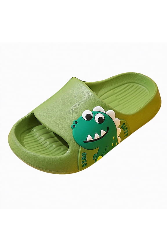Toddler Cute Animal Slides Summer Slippers Quick-Dry Beach Sandals for Pool Bathroom Summer Outdoor Shoes(A1-Green,4.5-5 Years)